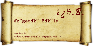 Égető Béla névjegykártya